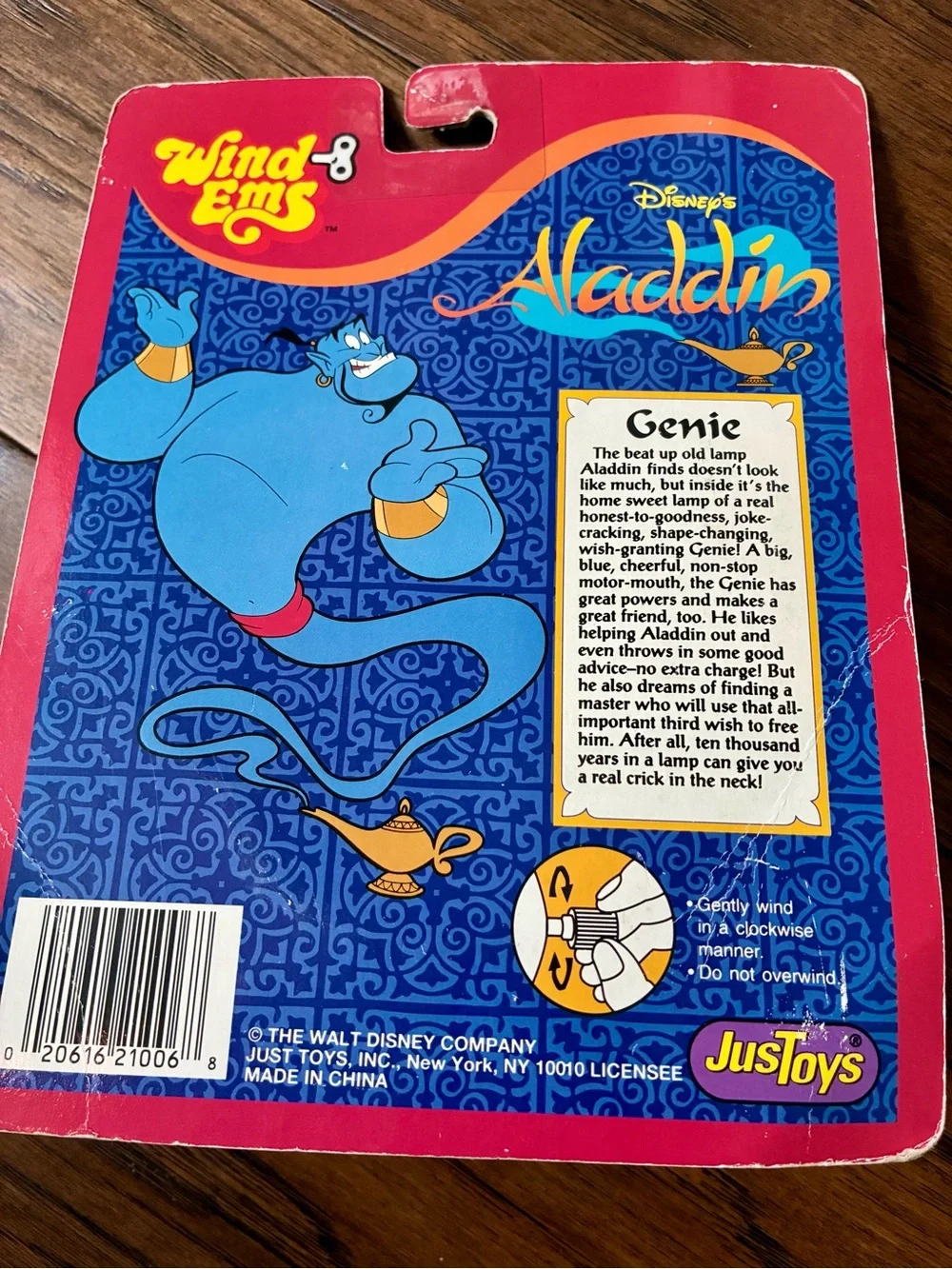 Disney’s Aladdin Genie of the Lamp Collectible Wind Ems Plastic Toy Vintage 1993